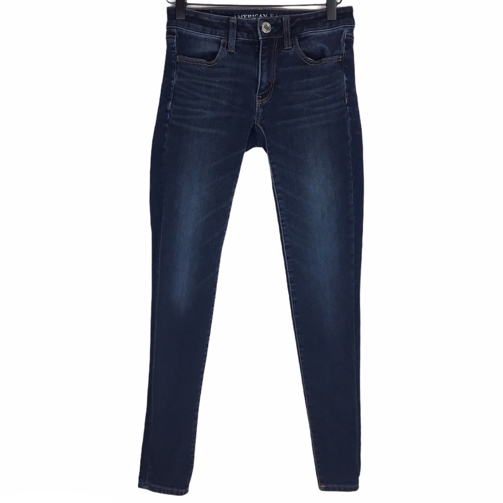 AMERICAN EAGLE Jeans Jegging Dark Wash Denim Stretch Skinny Slim Size 2 Regular